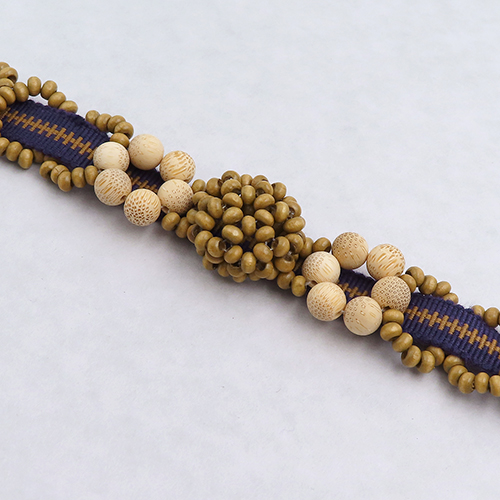 帯留モザイク|ウッドビーズの幾何学模様(金具レス) 01