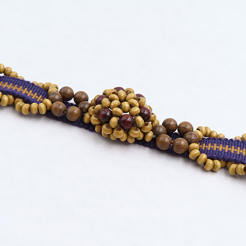 帯留モザイク|ウッドビーズの幾何学模様(金具レス)　02