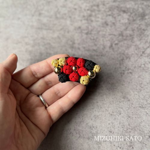 受注生産◆水引淡路玉の帯留飾り◆赤