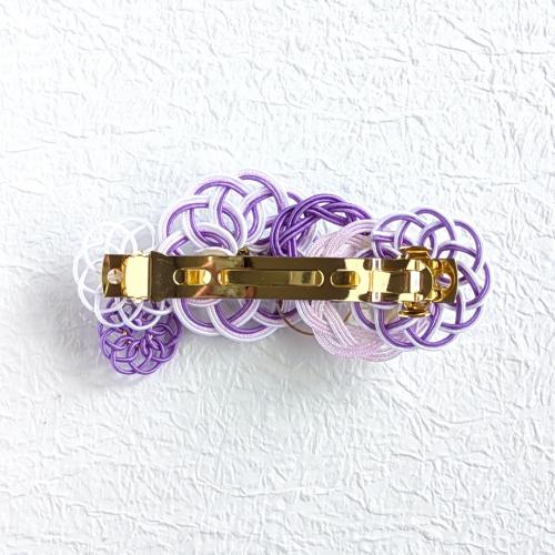 水引かけ花かさねバレッタ<藤>