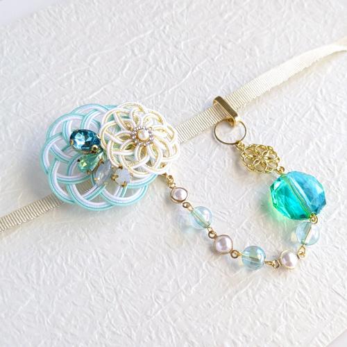 2way水引帯留め&帯飾り<翡翠> 着物 浴衣 結婚式 前撮り 成人式 卒業式