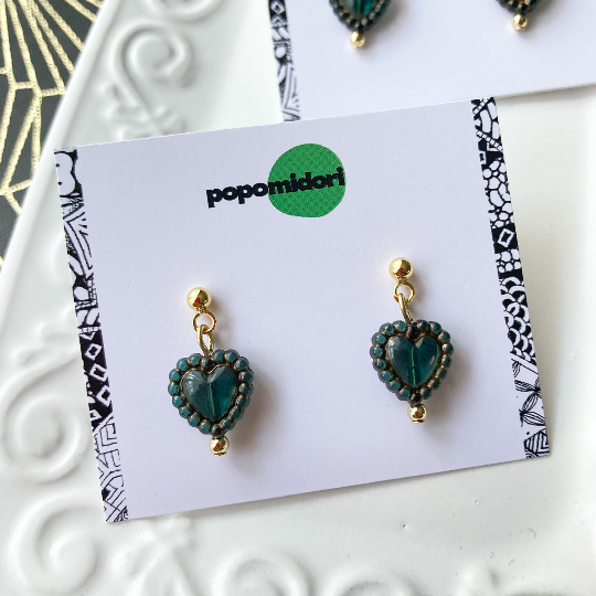 ぷちハートピアス【emerald】