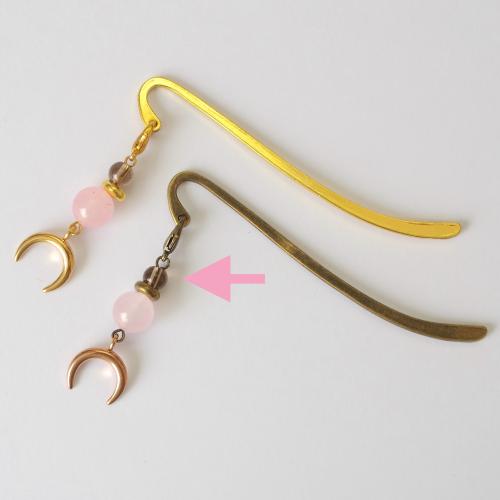 天然石の栞 ─ ローズクォーツ/金具色 銅